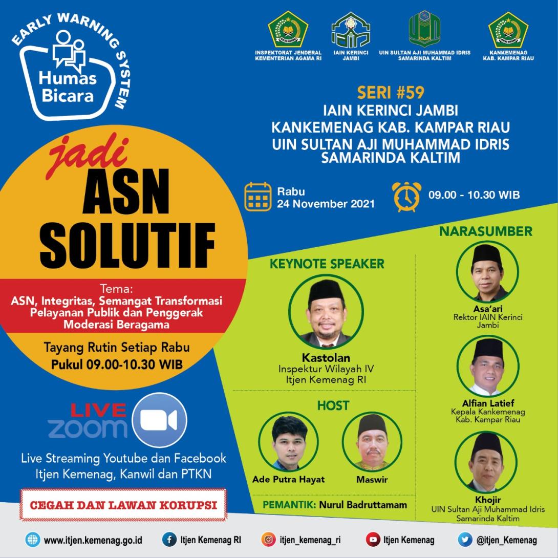 Humas Bicara, Webinar Jadi ASN Solutif seri #59 2021