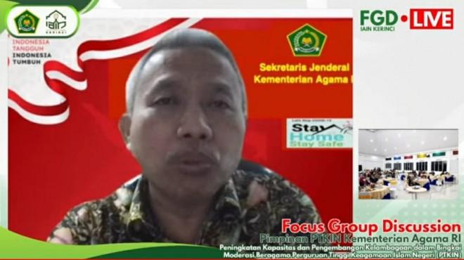 Sambutan Prof.  Nizar Ali pada gelaran FGD Forum Rektor PTKIN IAIN Kerinci